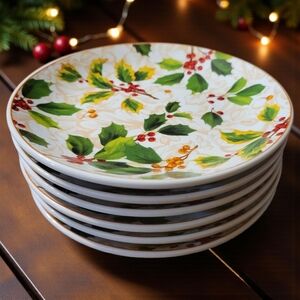 6 Vtg 70's Holly Santa Barbara Ceramics Pamela Gladding Canape Plates 6” Boxed